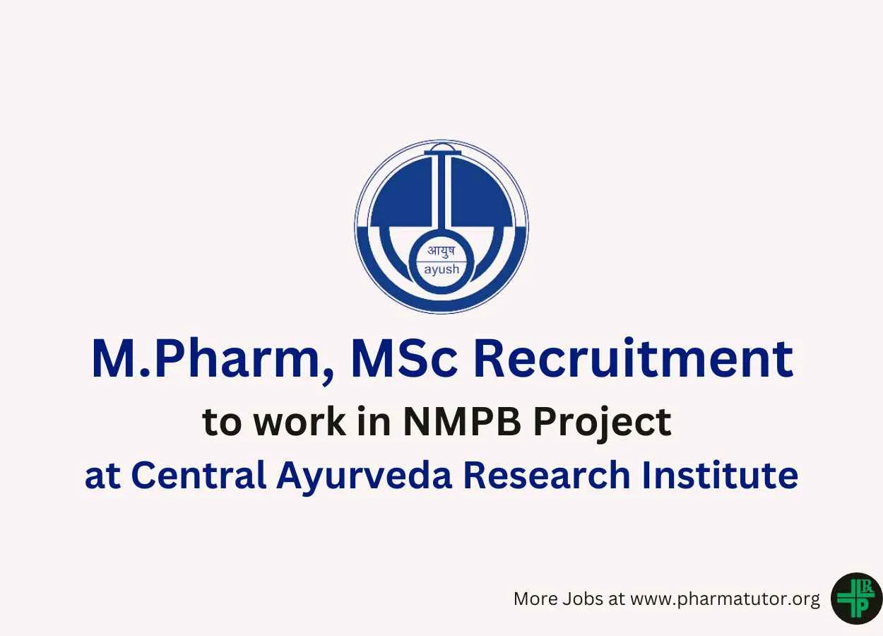 Opportunity for M.Pharm MSc to work in NMPB Project at Central