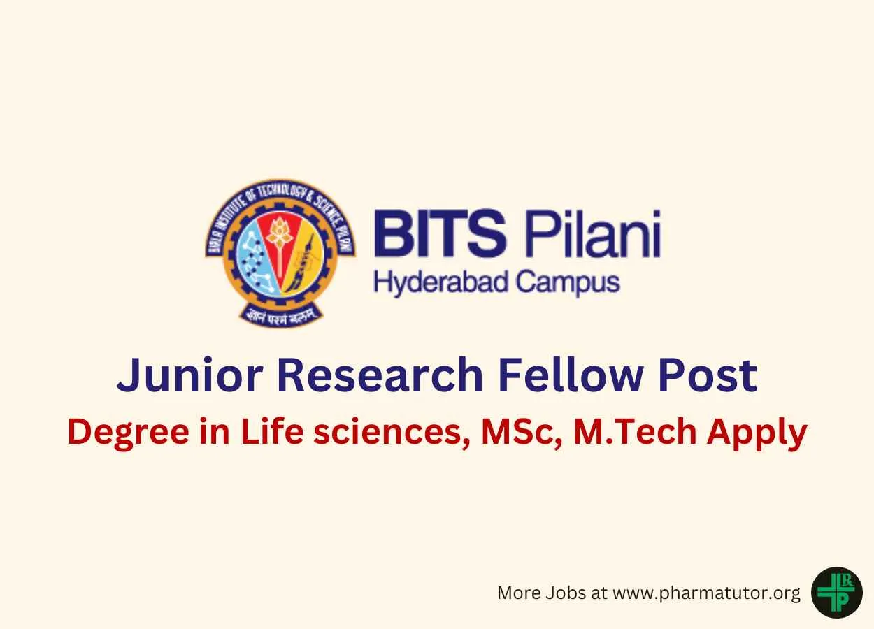Applications invited for Post of Junior Research Fellow at BITS Pilani