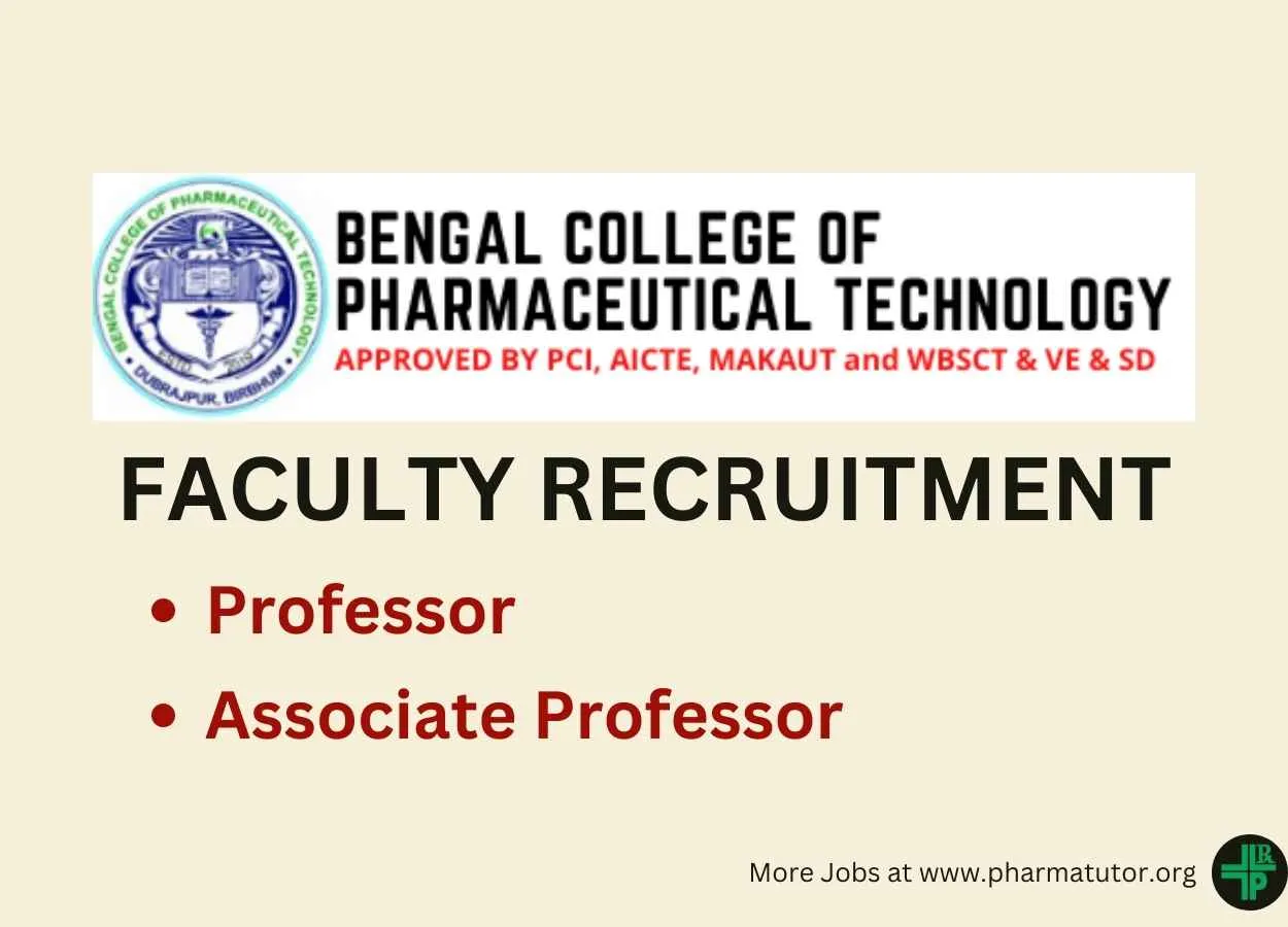 Career for Professor, Associate Professor at Bengal College of Pharmaceutical Technology College
