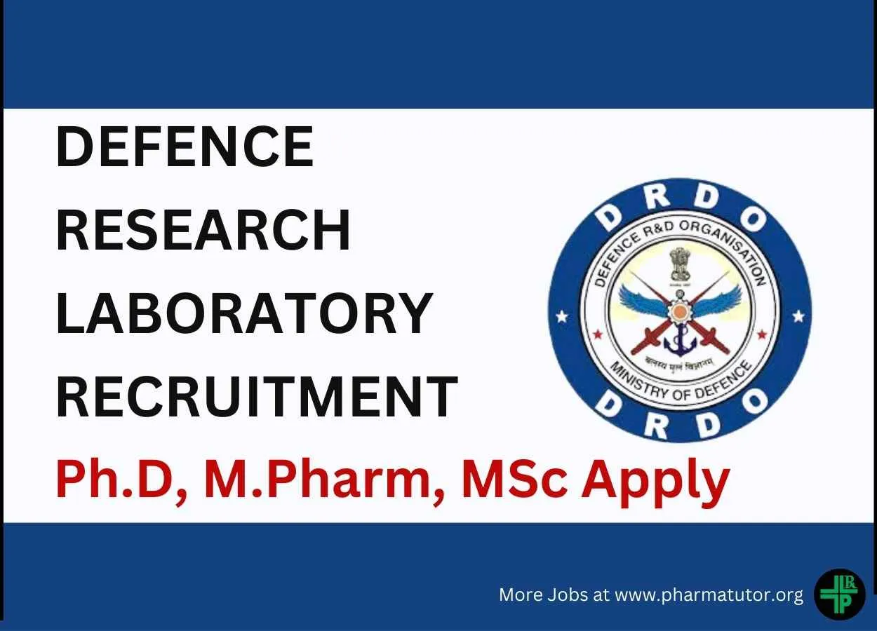 Job for Ph.D, M.Pharm, MSc in Defence Research Laboratory