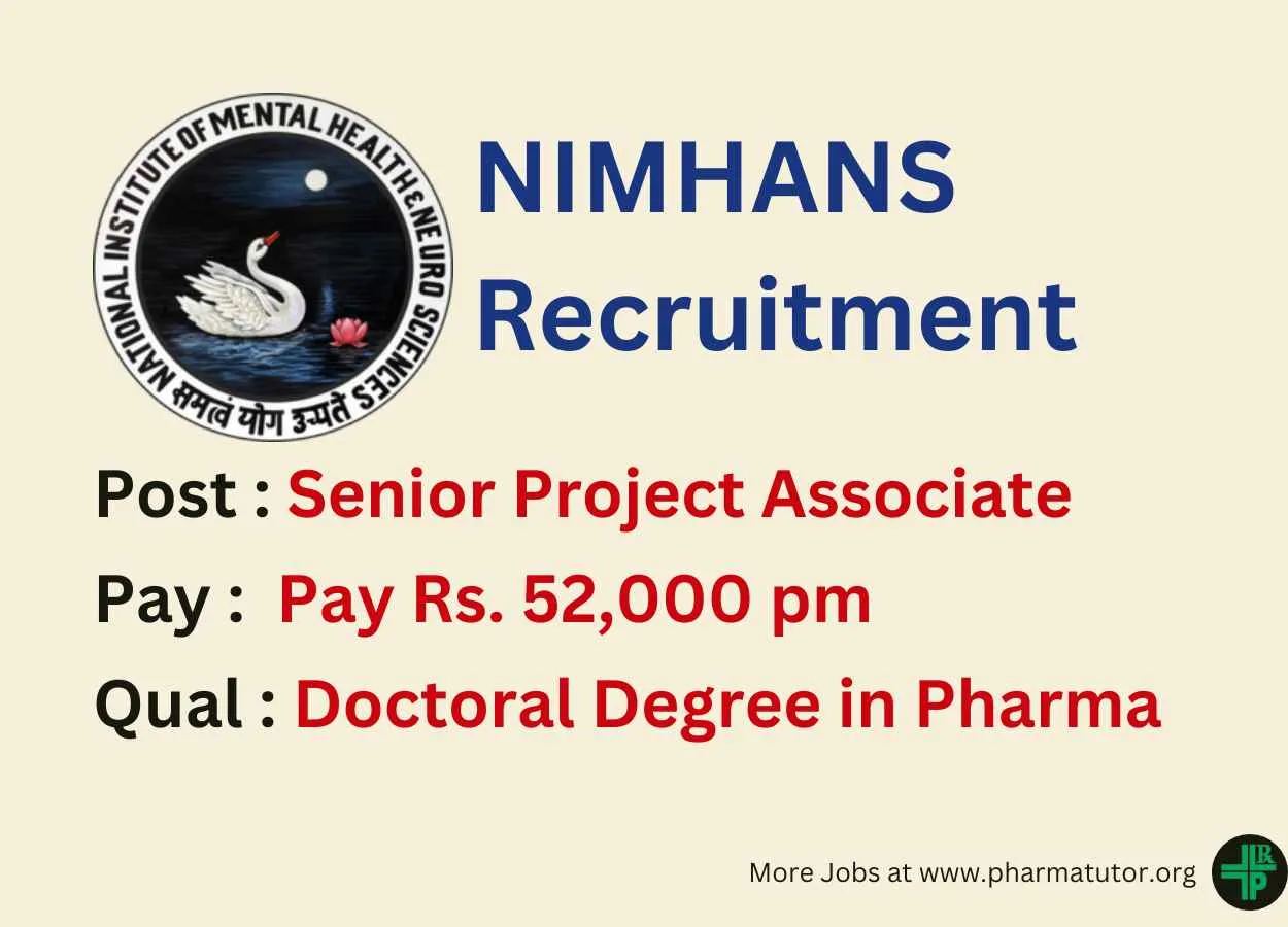 Opportunity for Doctoral Degree in Pharma at NIMHANS Pay Rs