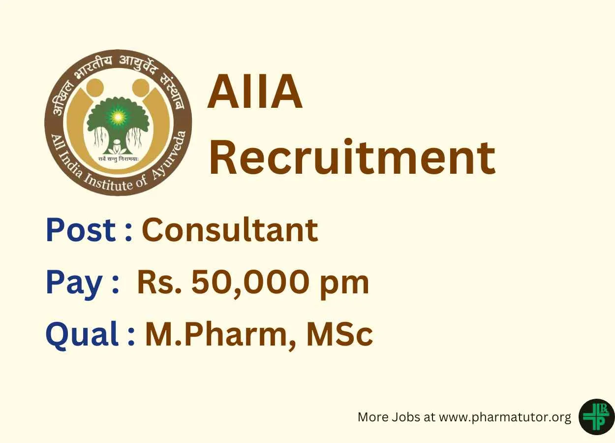 Opportunity for M.Pharm or MSc as Consultant at AIIA