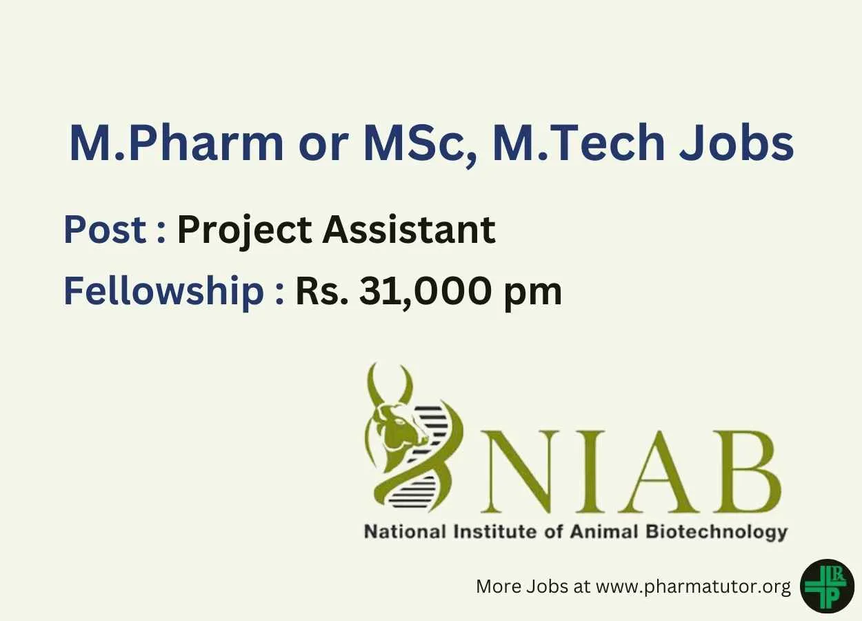 Opportunity for M.Pharm or MSc, M.Tech in ICMR-funded project at NIAB