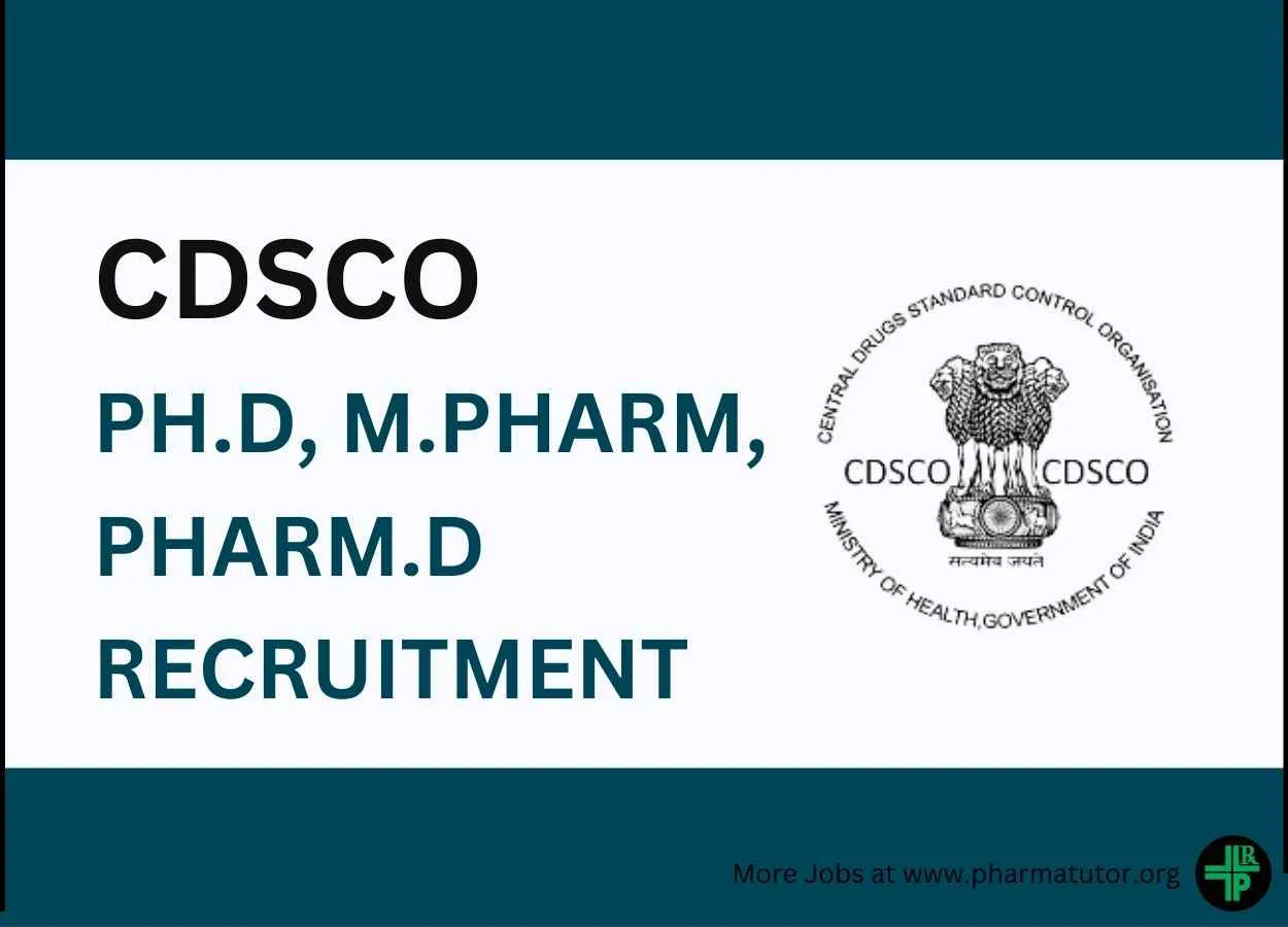 Opportunity for Ph.D, M.Pharm, Pharm.D as Senior TDA at CDSCO