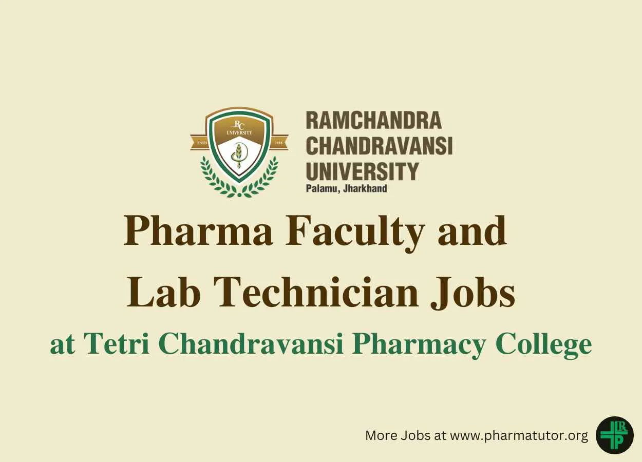 Pharma Faculty and Lab Technician Recruitment at Ramchandra Chandravansi University