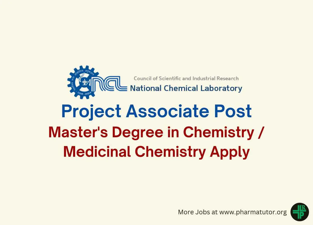 Vacancy for Project Associate at National Chemical Laboratory
