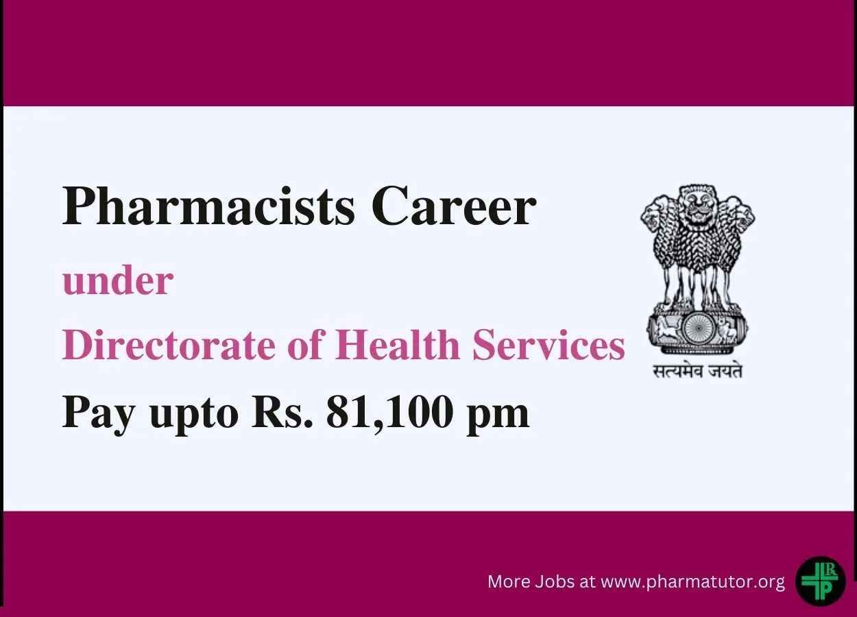 Career for Pharmacists under Directorate of Health Services