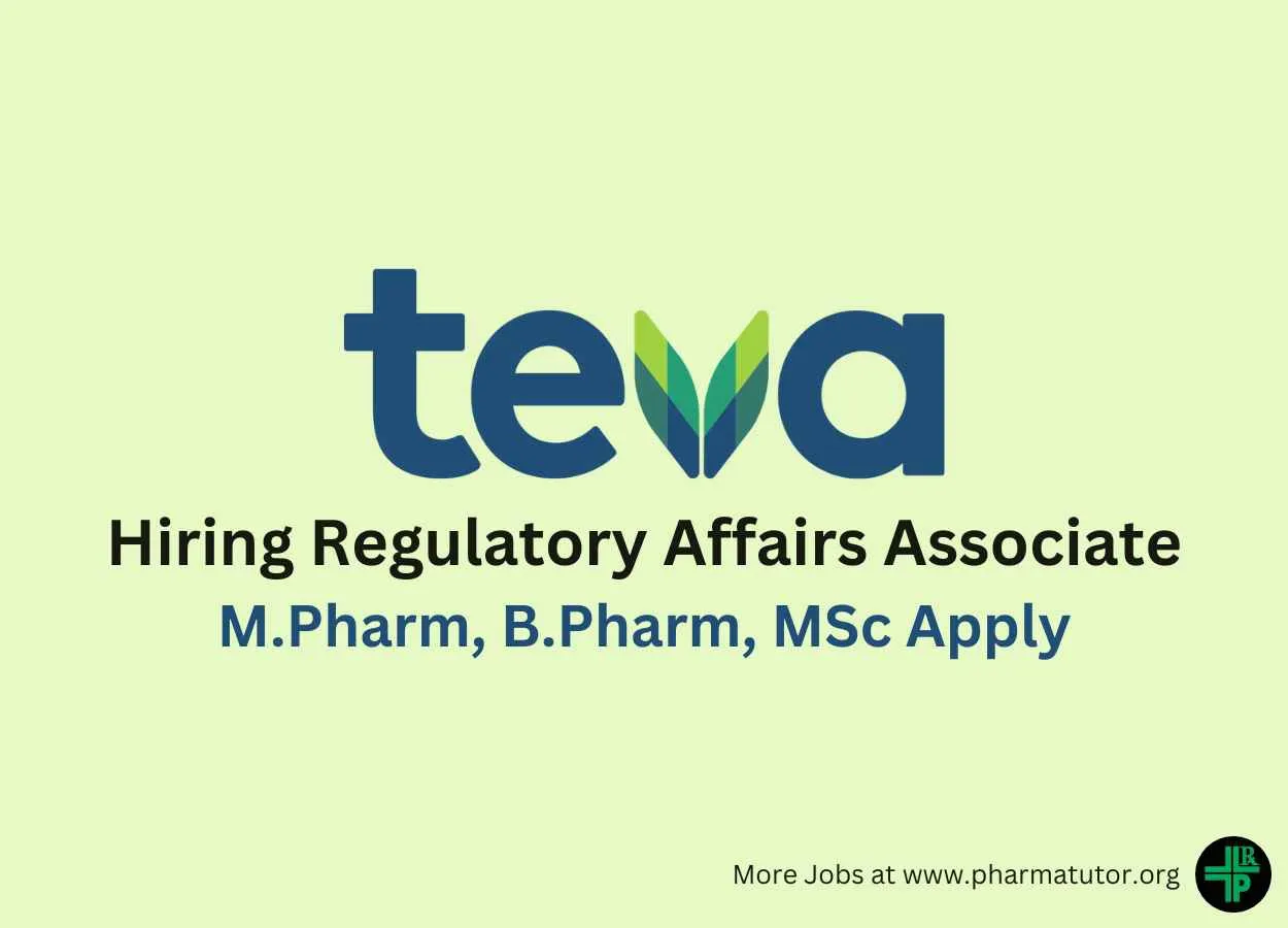 Teva Pharmaceuticals Hiring Regulatory Affairs Associate
