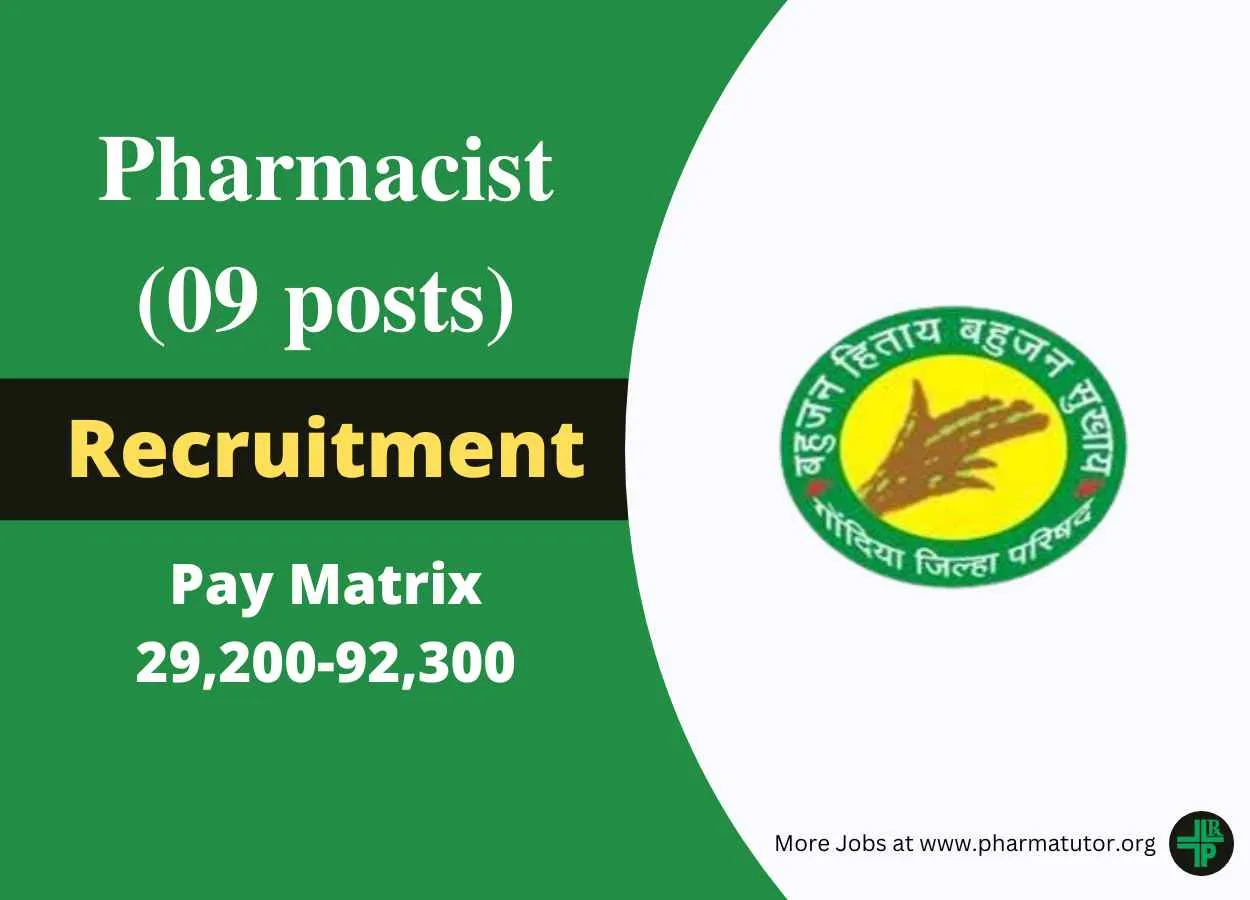 Vacancies for Pharmacist under Zilla Parishad