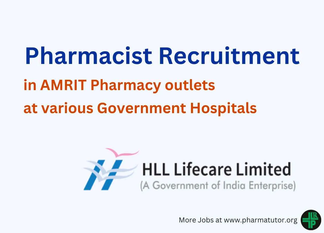 Vacancy for Pharmacist in AMRIT Pharmacy outlets at various Government Hospitals