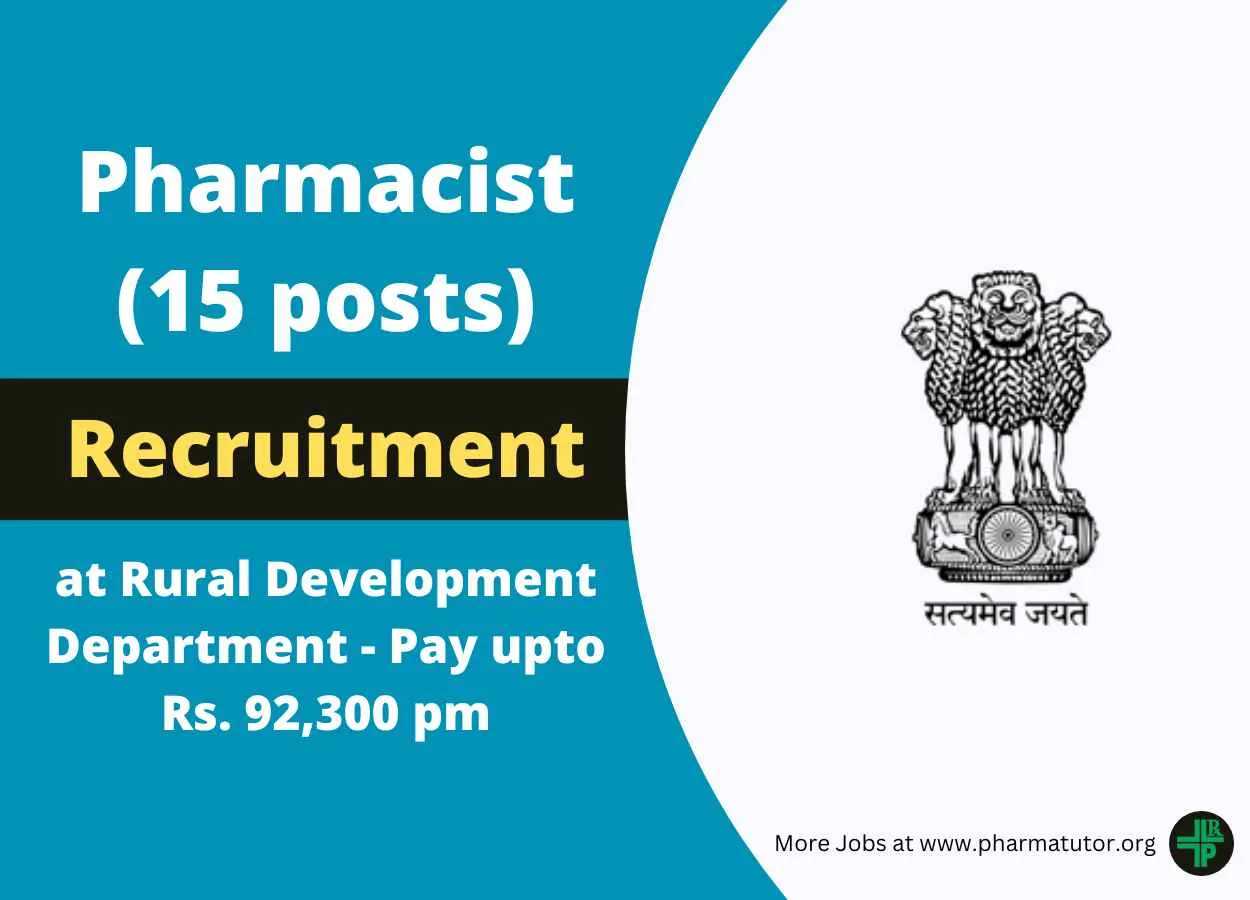 Vacancy for Pharmacists at Rural Development Department