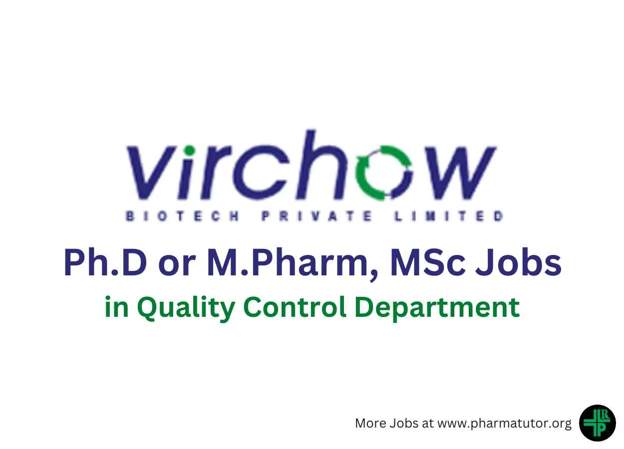 Vacancy for Ph.D or M.Pharm, MSc in Quality Control at VBPL