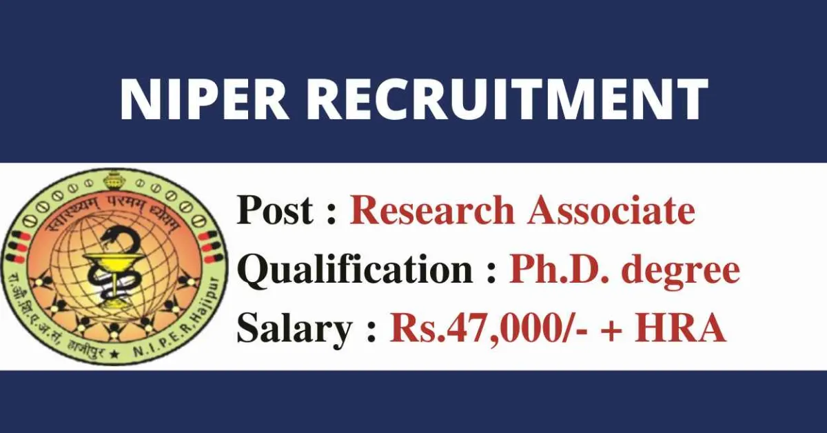 Vacancy for Research Associate at NIPER