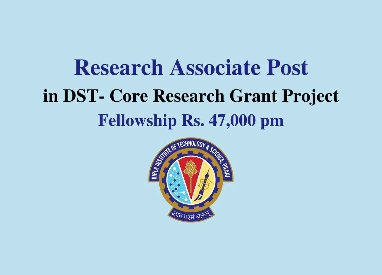 Vacancy for Research Associate in DST