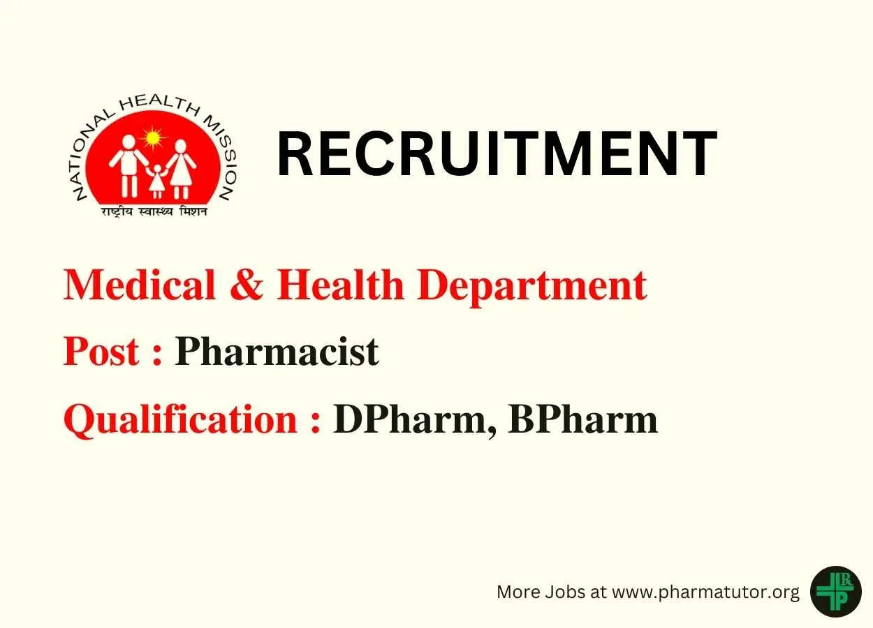 Applications are invited for Pharmacist under Medical & Health Department