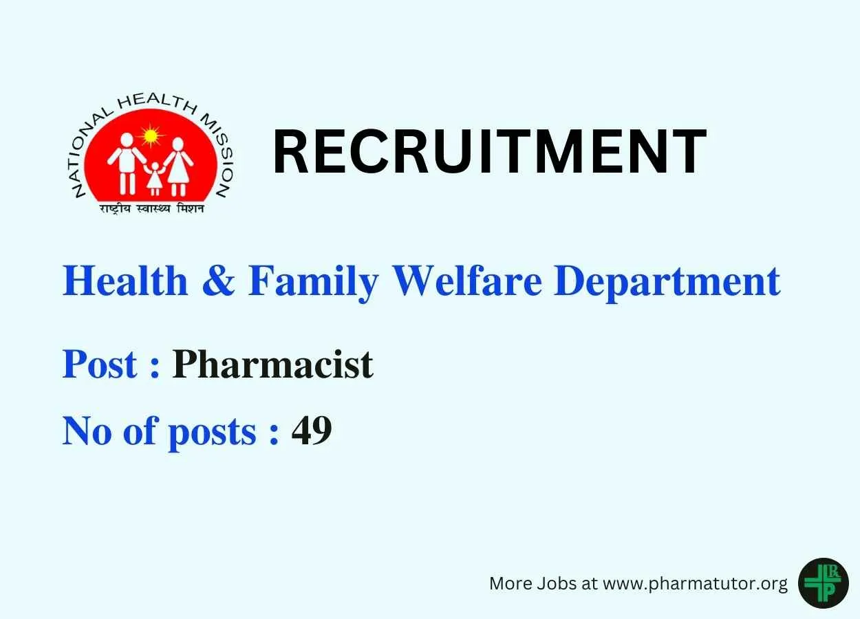 Apply Online for Pharmacist under Department of Health & Family Welfare