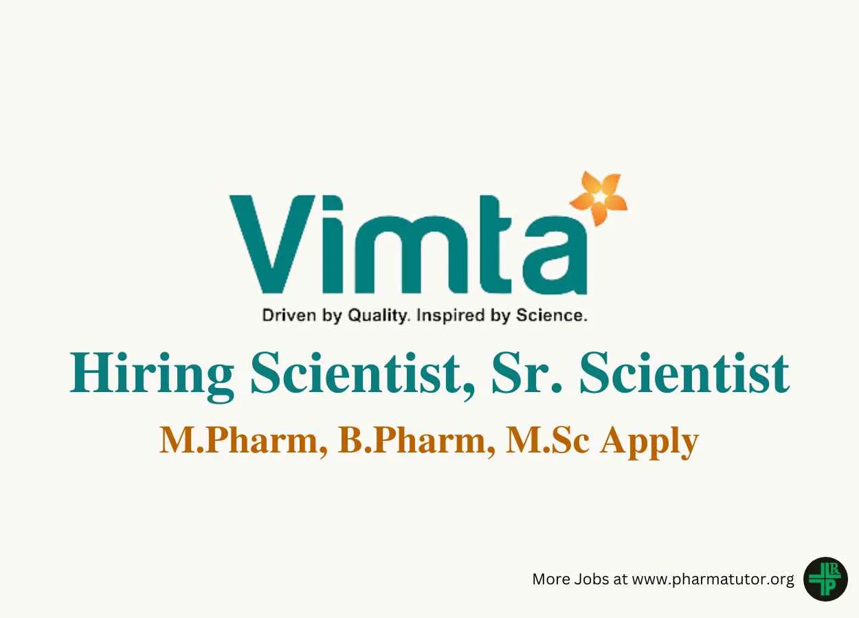 Hiring Scientist, Sr. Scientist at VIMTA