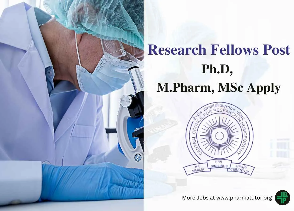 Job for Ph.D, M.Pharm, MSc as Research Fellows at CCRH