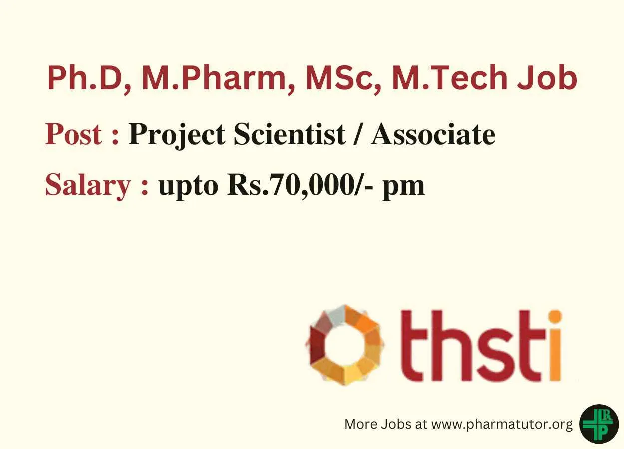 Opportunity for Ph.D, M.Pharm, MSc, M.Tech under Ministry of Science and Technology at THSTI