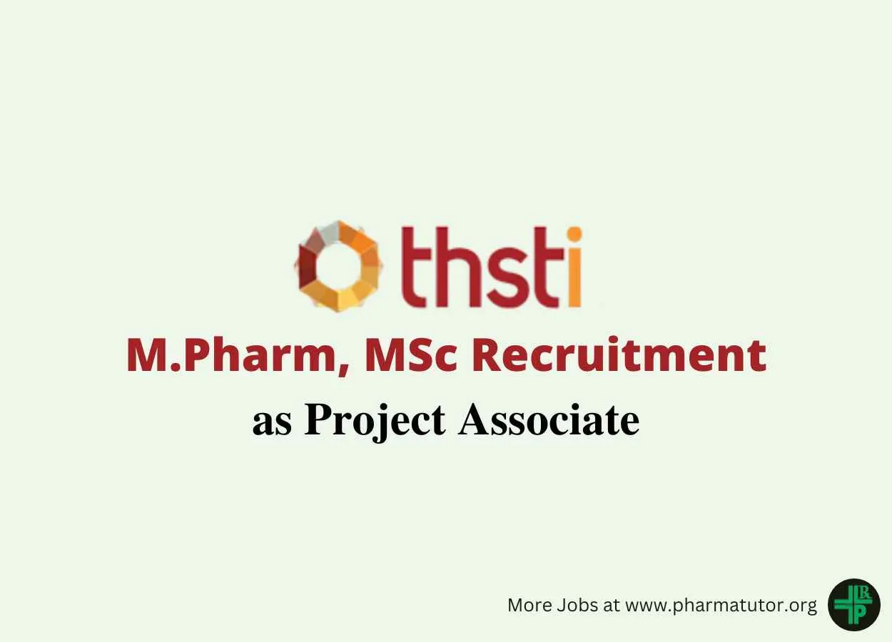 THSTI M.Pharm, MSc Recruitment as Project Associate