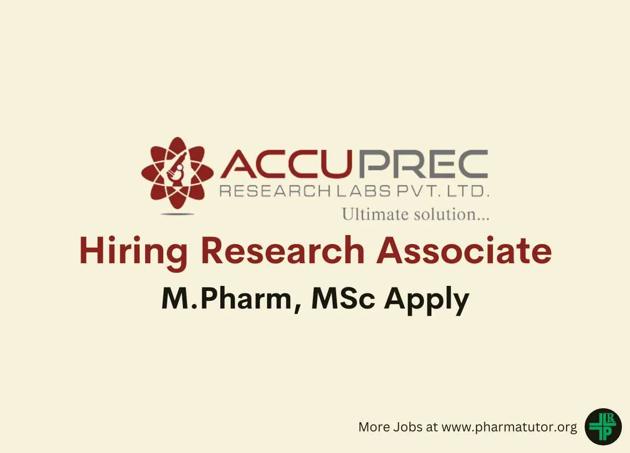 Accuprec Research Labs Hiring Research Associate