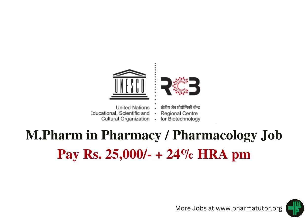 Opportunity for M.Pharm at Regional Centre for Biotechnology