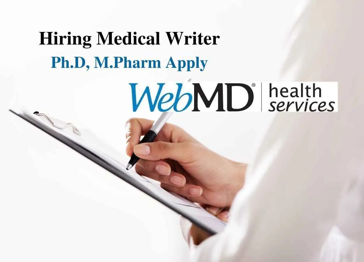 Opportunity for Ph.D M.Pharm as Medical Writer at WebMD Health