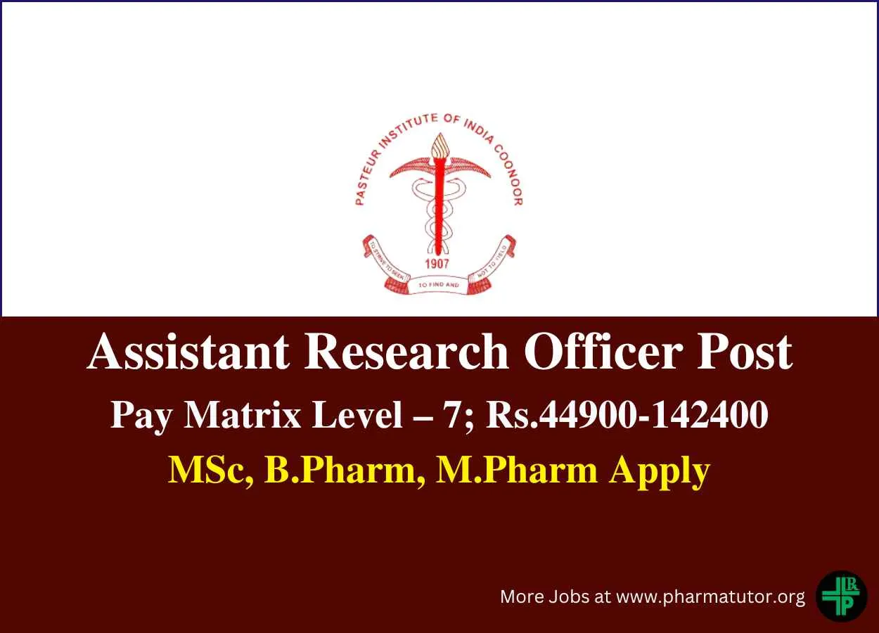 Vacancy for Assistant Research Officer at Pasteur Institute of India
