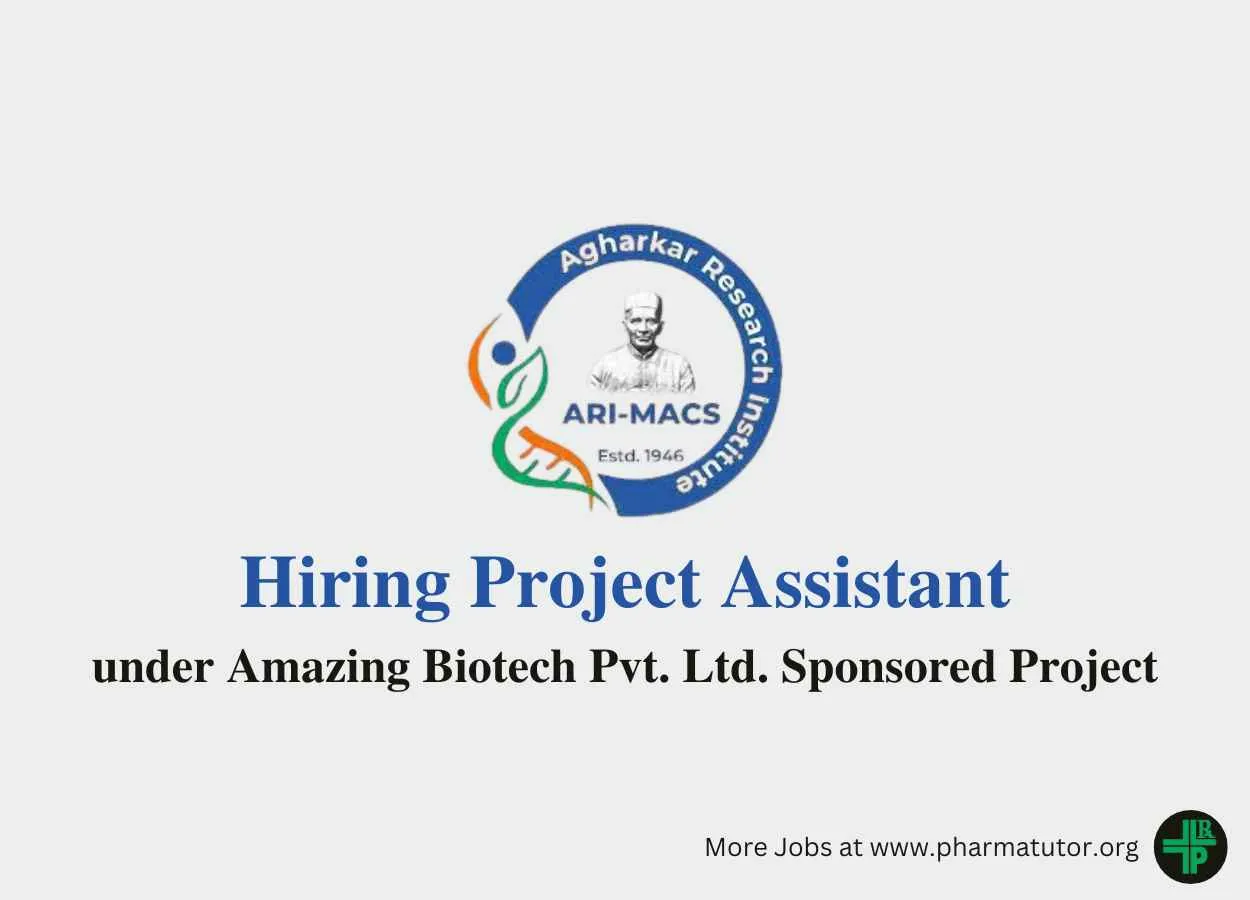 Vacancy for Project Assistant at Agharkar Research Institute