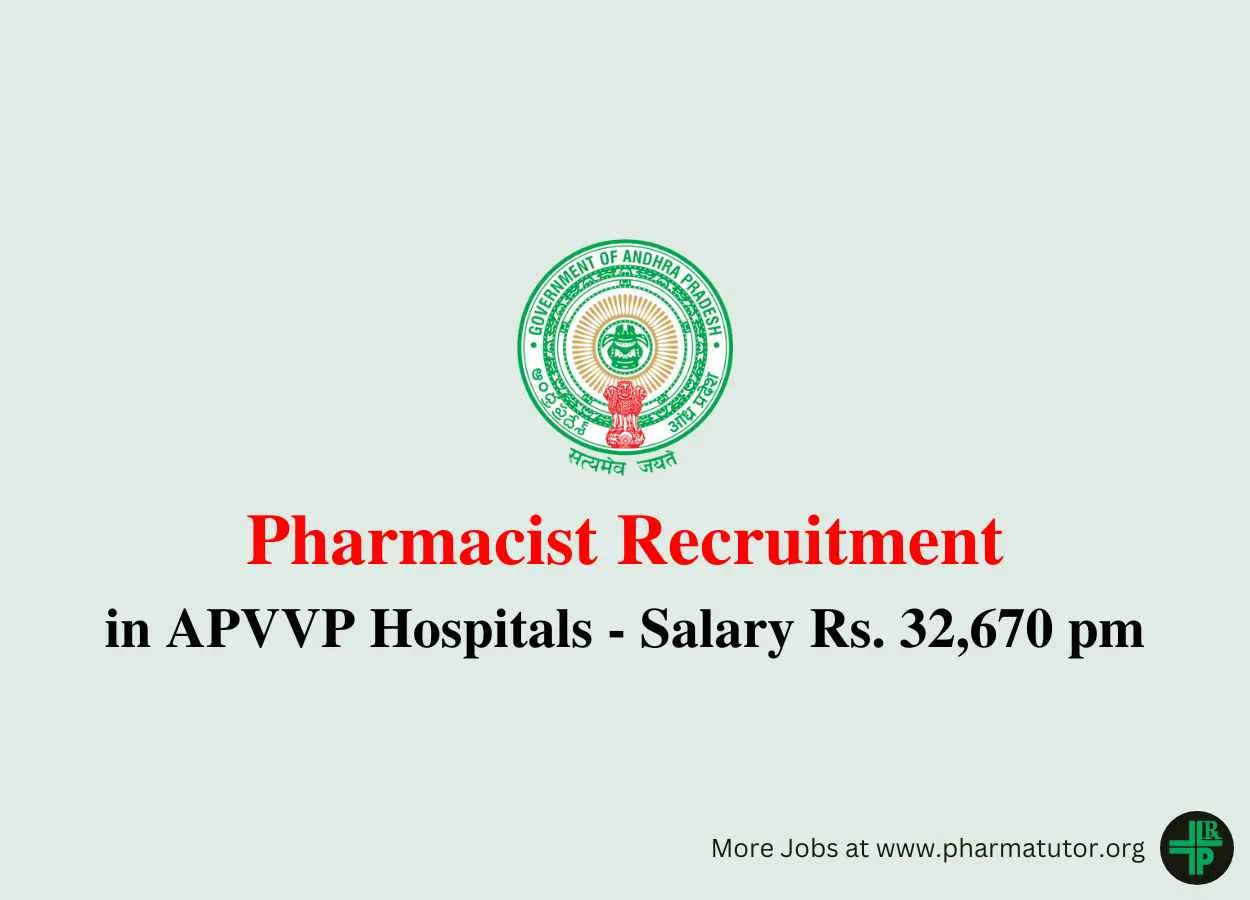 Applications are invited for Pharmacist in APVVP Hospitals