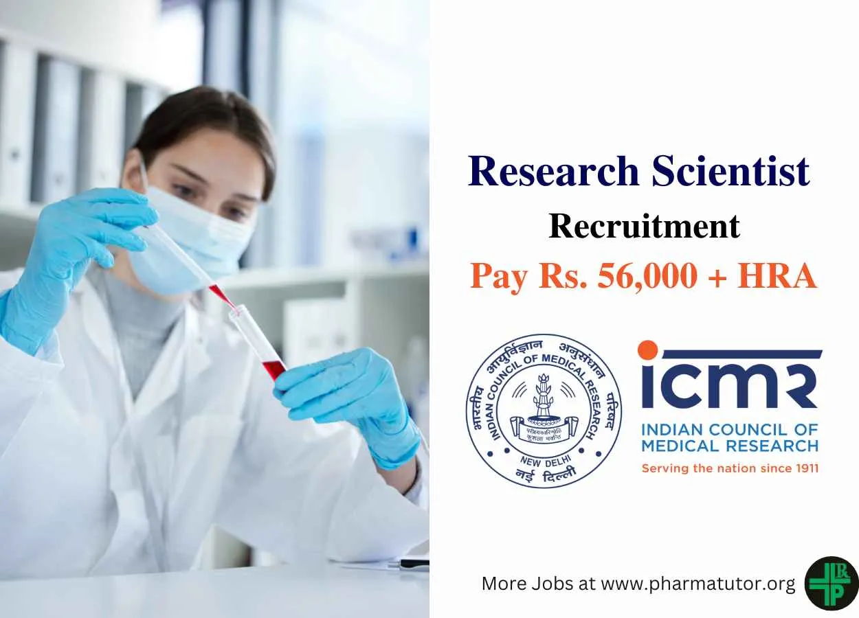 Applications are invited for post of Research Scientist at ICMR