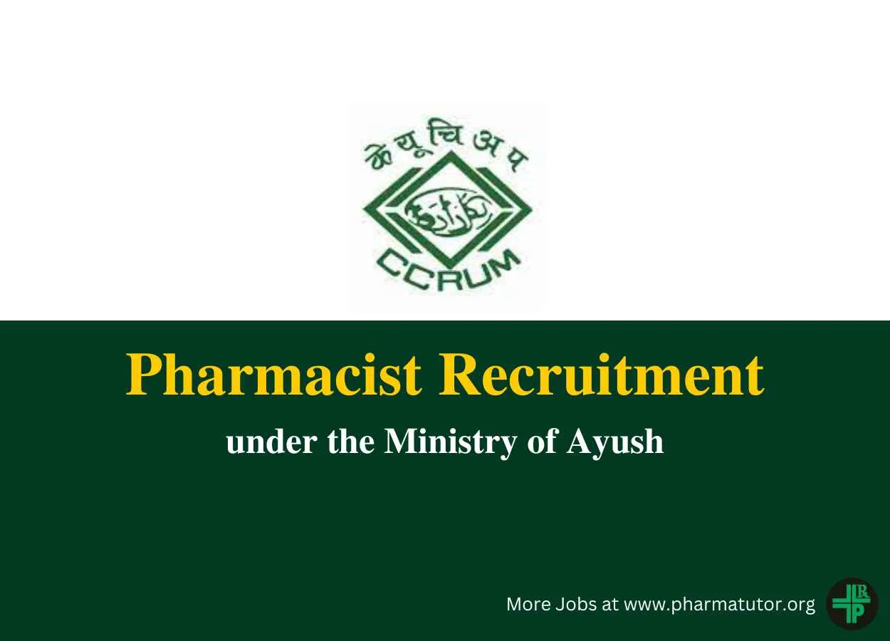 Career for Pharmacist at CCRUM, under the Ministry of Ayush