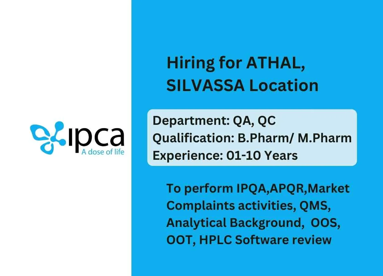 Hiring in Pharma QA, QC at IPCA Laboratories