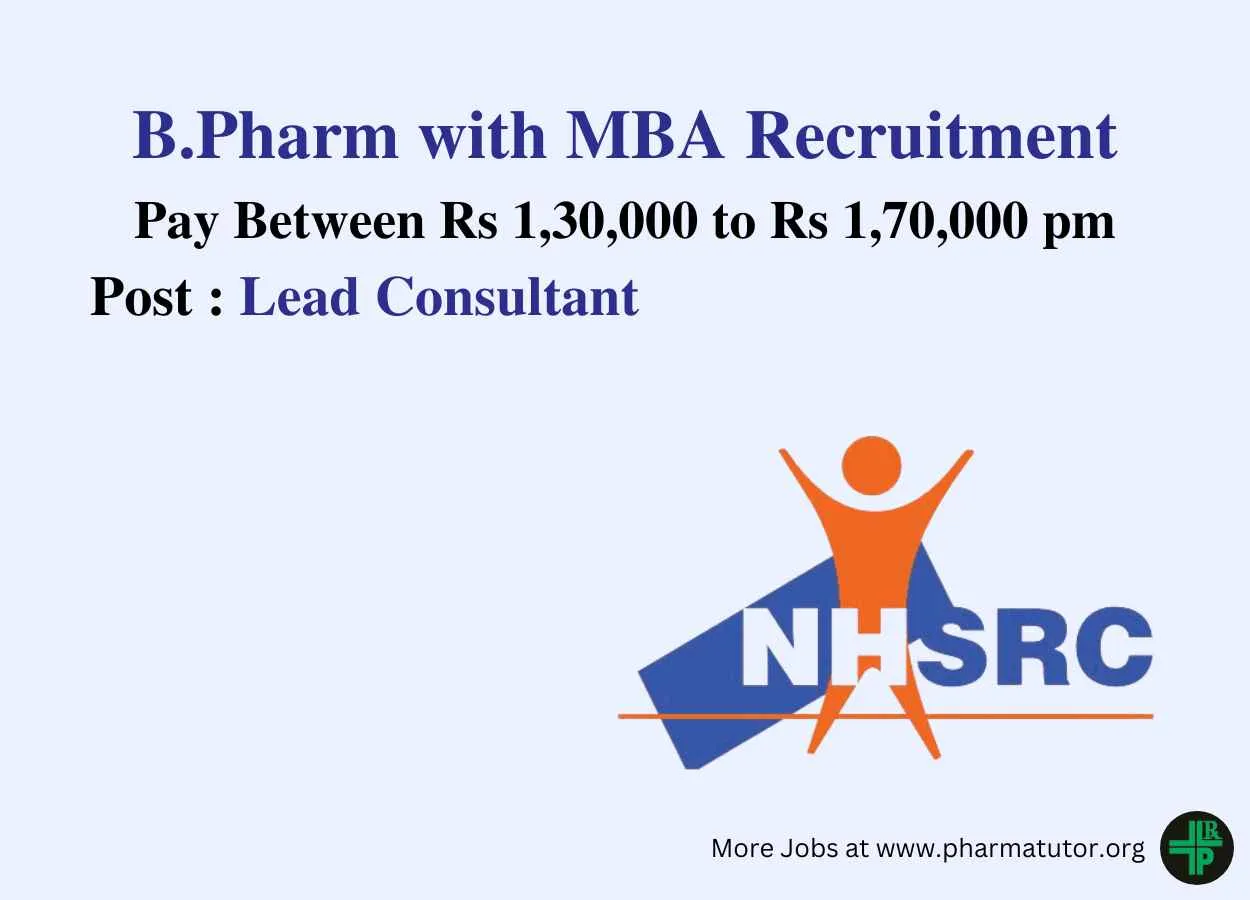 Job for Pharmacy Graduates as Lead Consultant at NHSRC