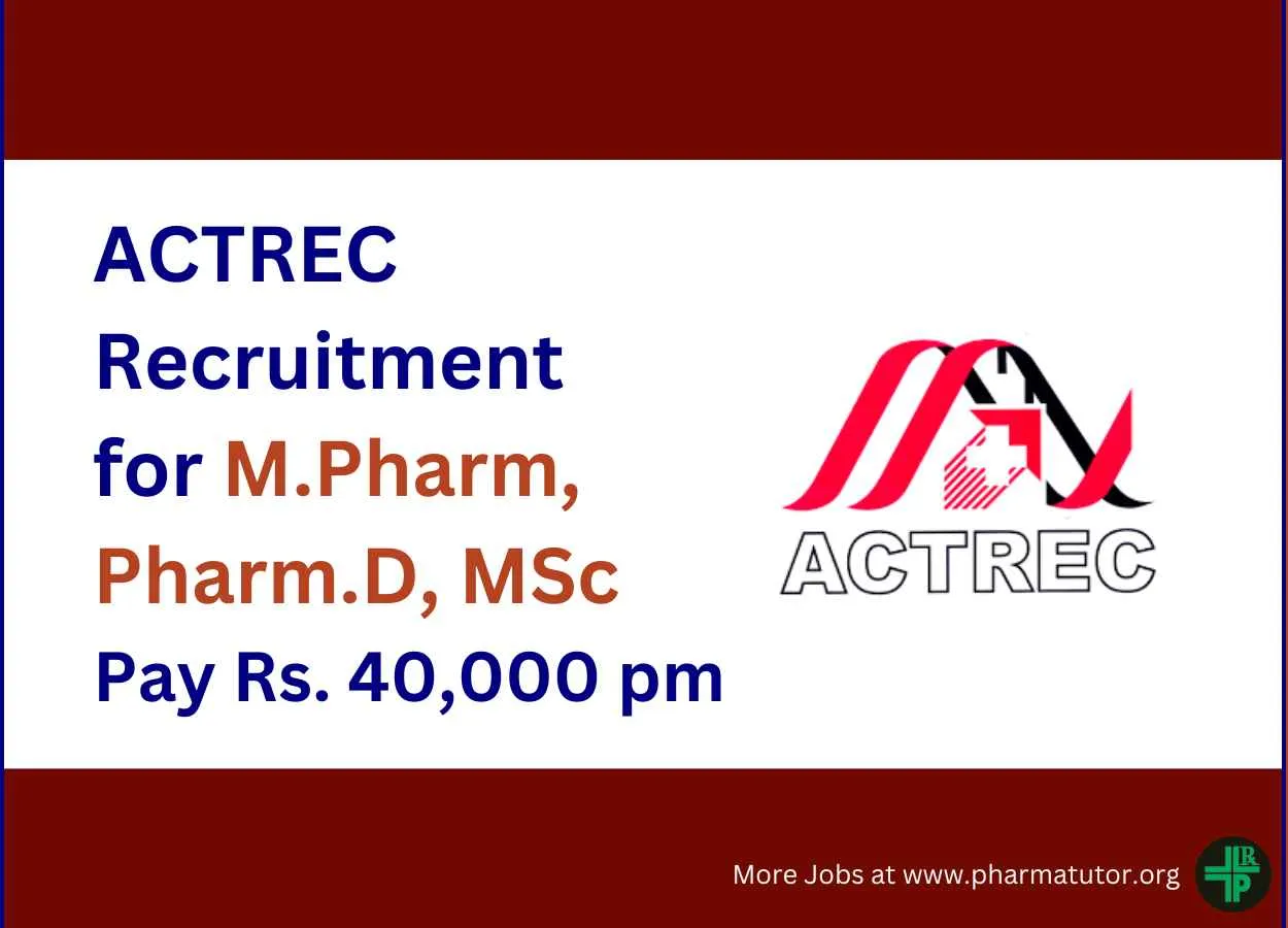 Opportunity for M.Pharm, Pharm.D, MSc as Trial Co-ordinator at ACTREC
