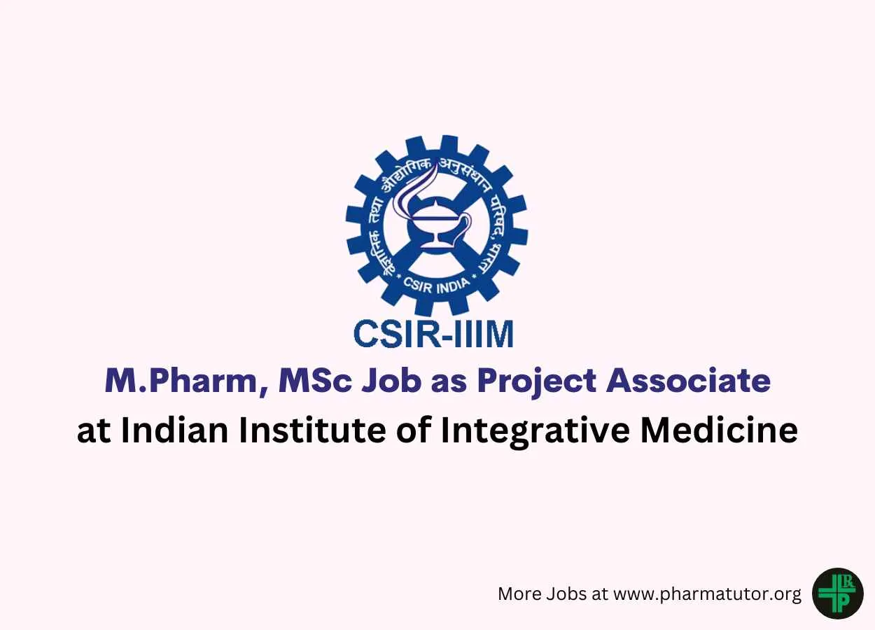 Vacancy for M.Pharm, MSc as Project Associate at IIM