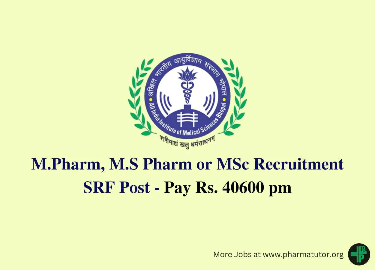 AIIMS M.Pharm, M.S Pharm or MSc Recruitment