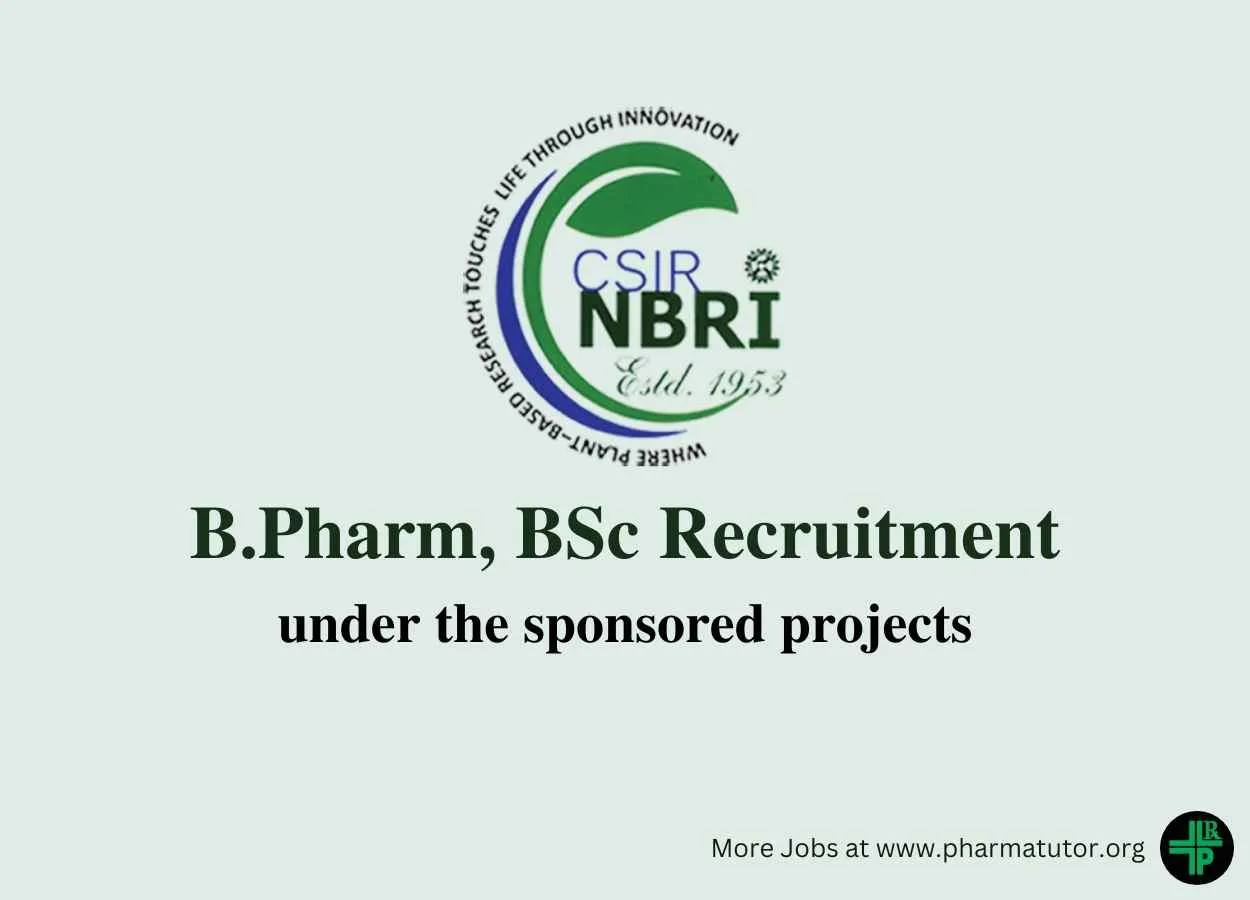 Interview for B.Pharm, BSc under the sponsored projects at NBRI