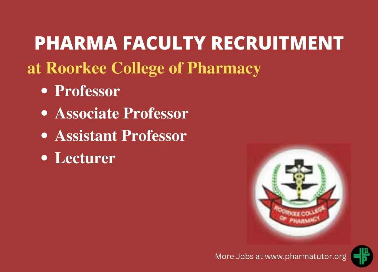 Pharma Faculty Recruitment at Roorkee College of Pharmacy