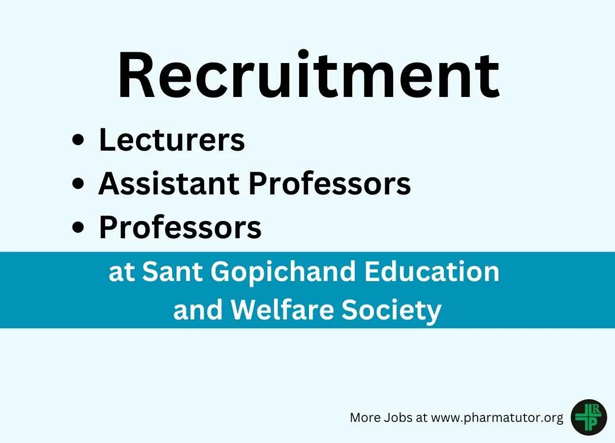 Vacancy for Lecturers, Assistant Professors and Professors at Sant Gopichand Education and Welfare Society