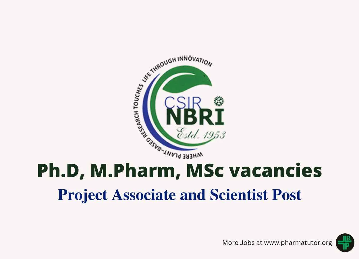 Vacancy for Project Associate, Project Scientist at NBRI
