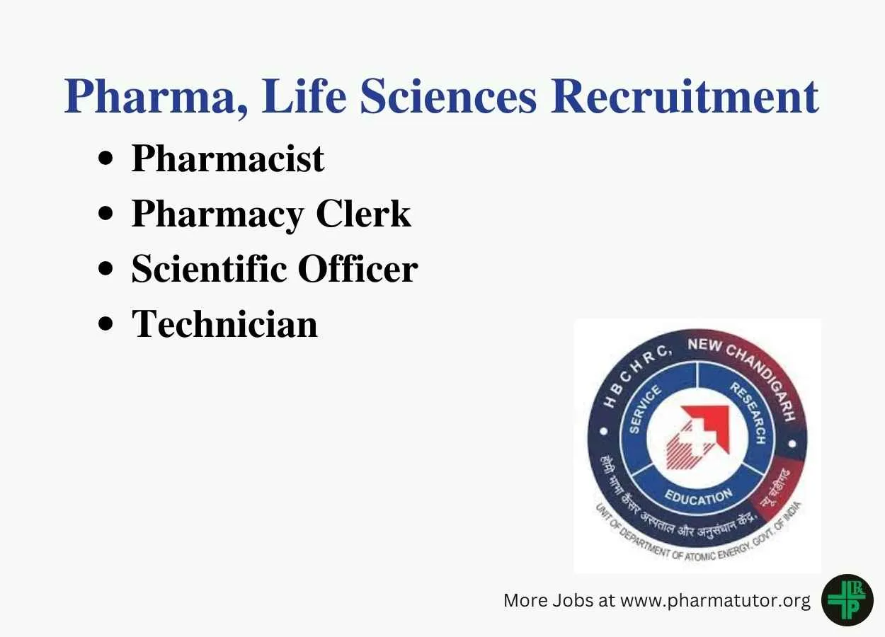 Walk in for at Pharmacist, Pharmacy Clerk at Homi Bhabha Cancer Hospital & Research Centre