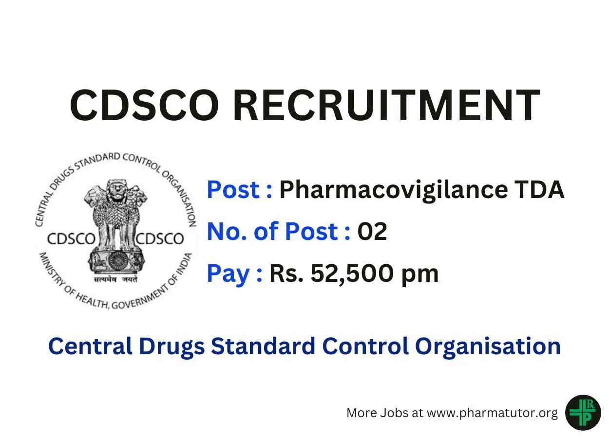 Work as TDA Pharmacovigilance at CDSCO