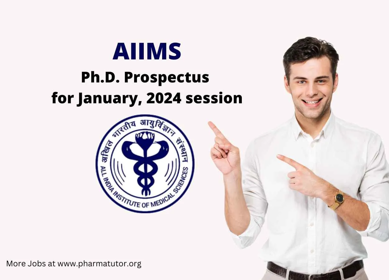 AIIMS Ph.D. Prospectus for January 2024 session pharma