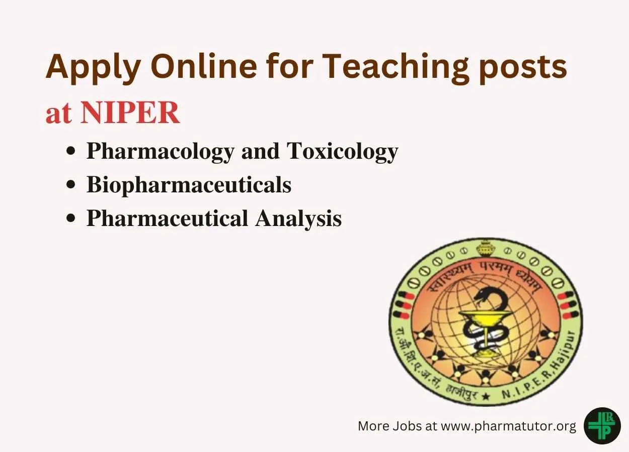 Apply Online for Teaching posts at NIPER