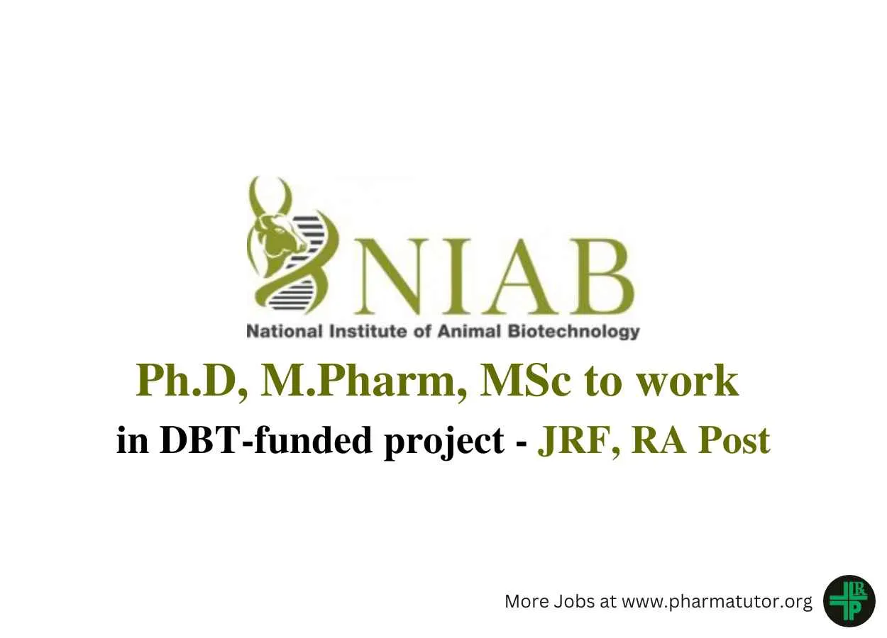Opportunity for Ph.D, M.Pharm, MSc to work in DBT-funded project at NIAB