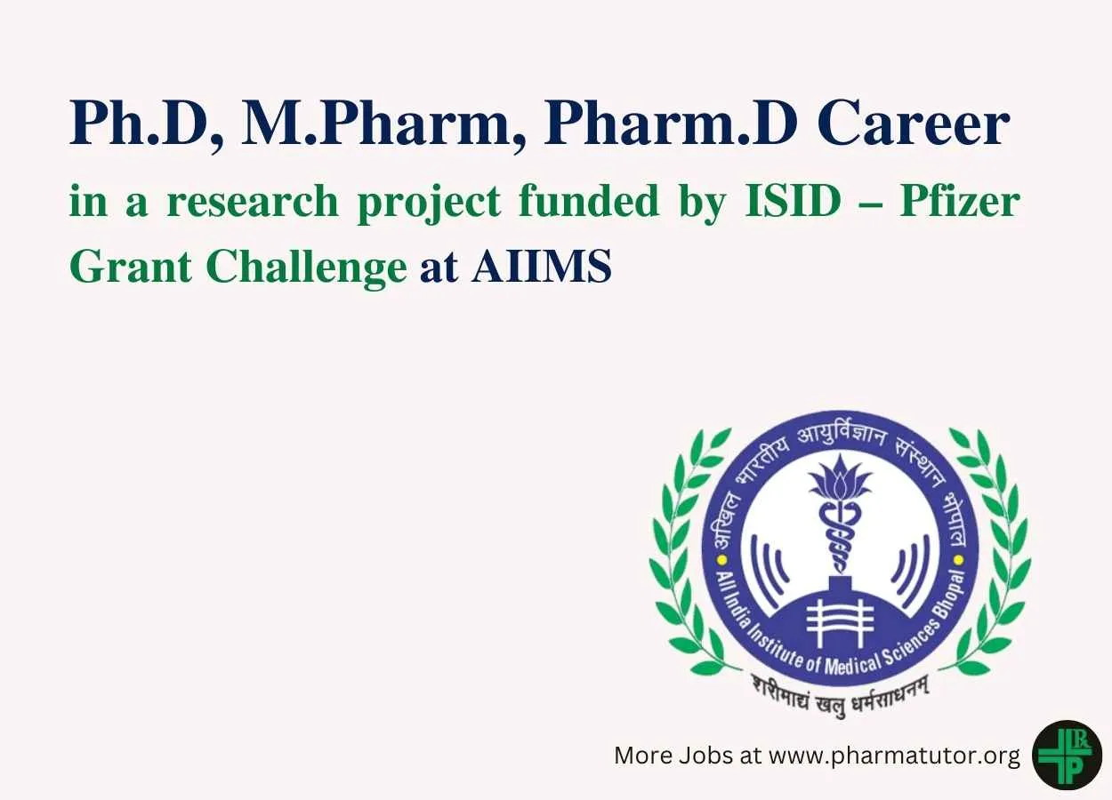 Opportunity for Ph.D, M.Pharm, Pharm.D as Project Manager, JRF at AIIMS