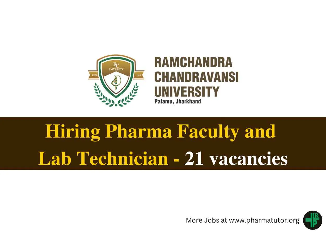 Ramchandra Chandravansi University Hiring Pharma Faculty and Lab Technician