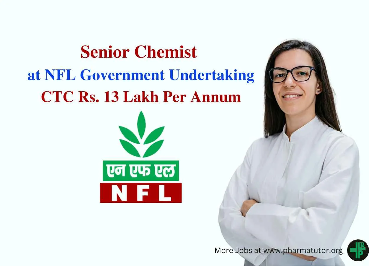 Work as Senior Chemist at NFL Government Undertaking