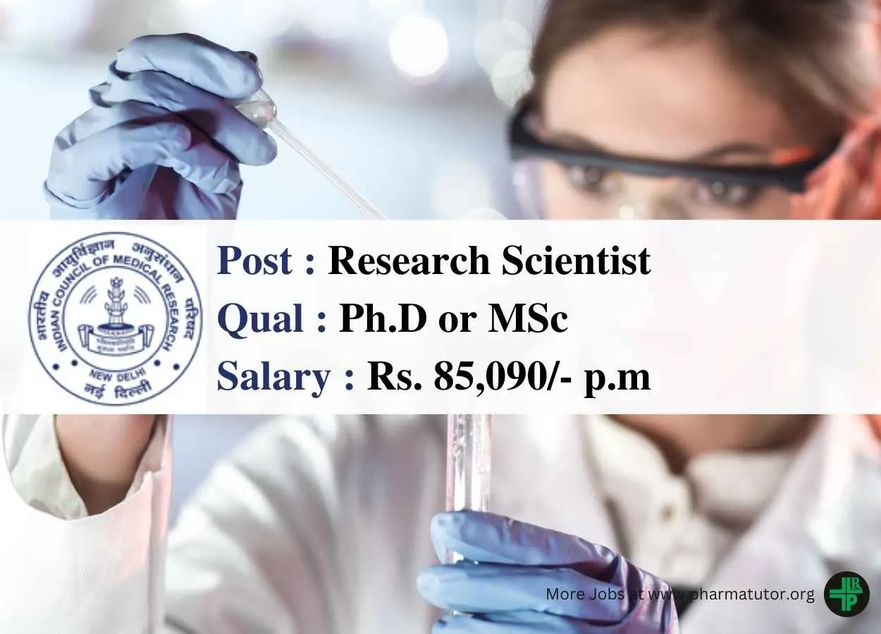 Applications are invited for post of Research Scientist at ICMR
